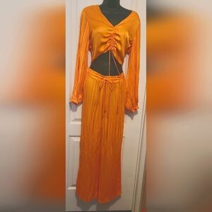 Cupcakes and cashmere orange wide-leg pants set Size medium EUC